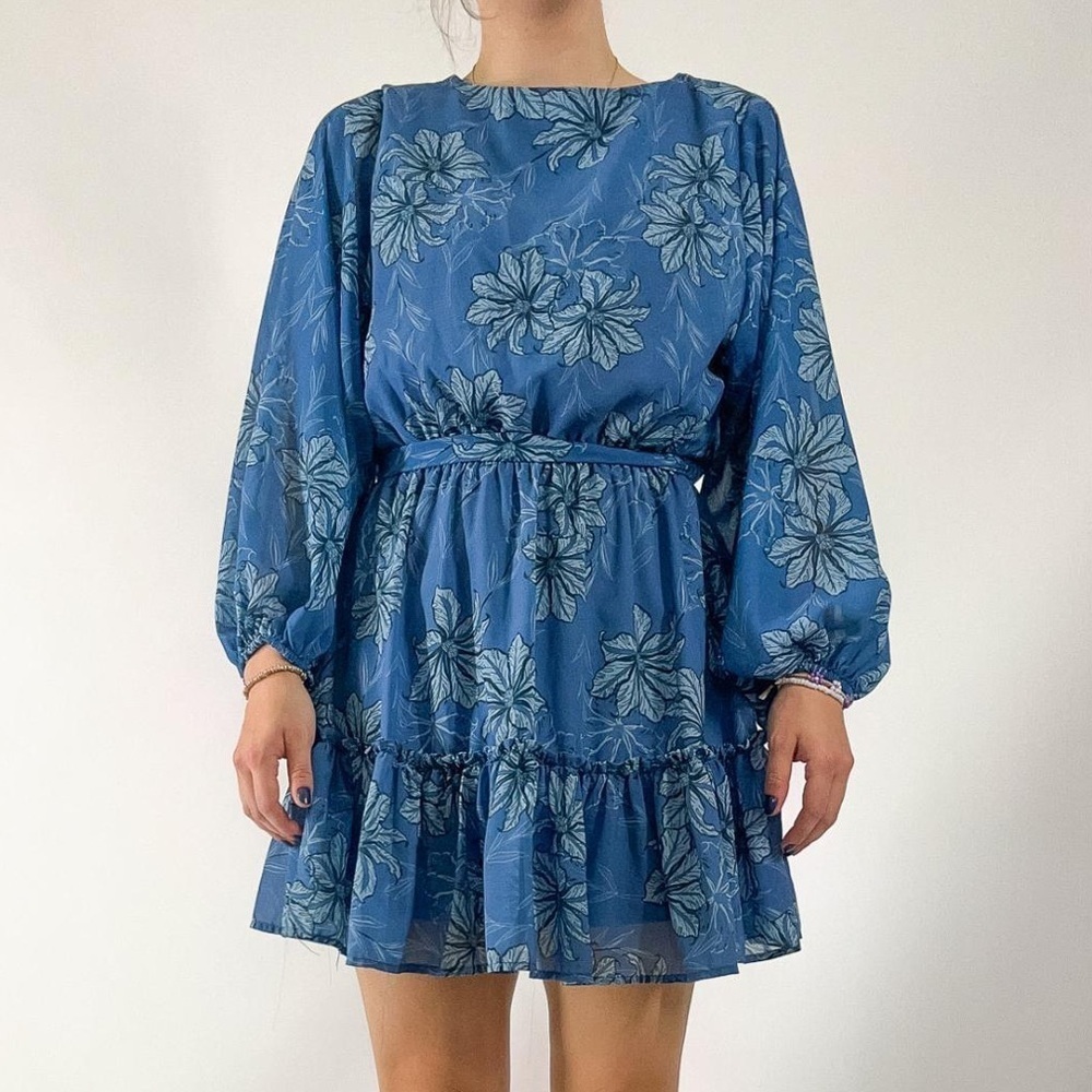Flying Tomato Floral Print Long Sleeve Mini Dress - Size M